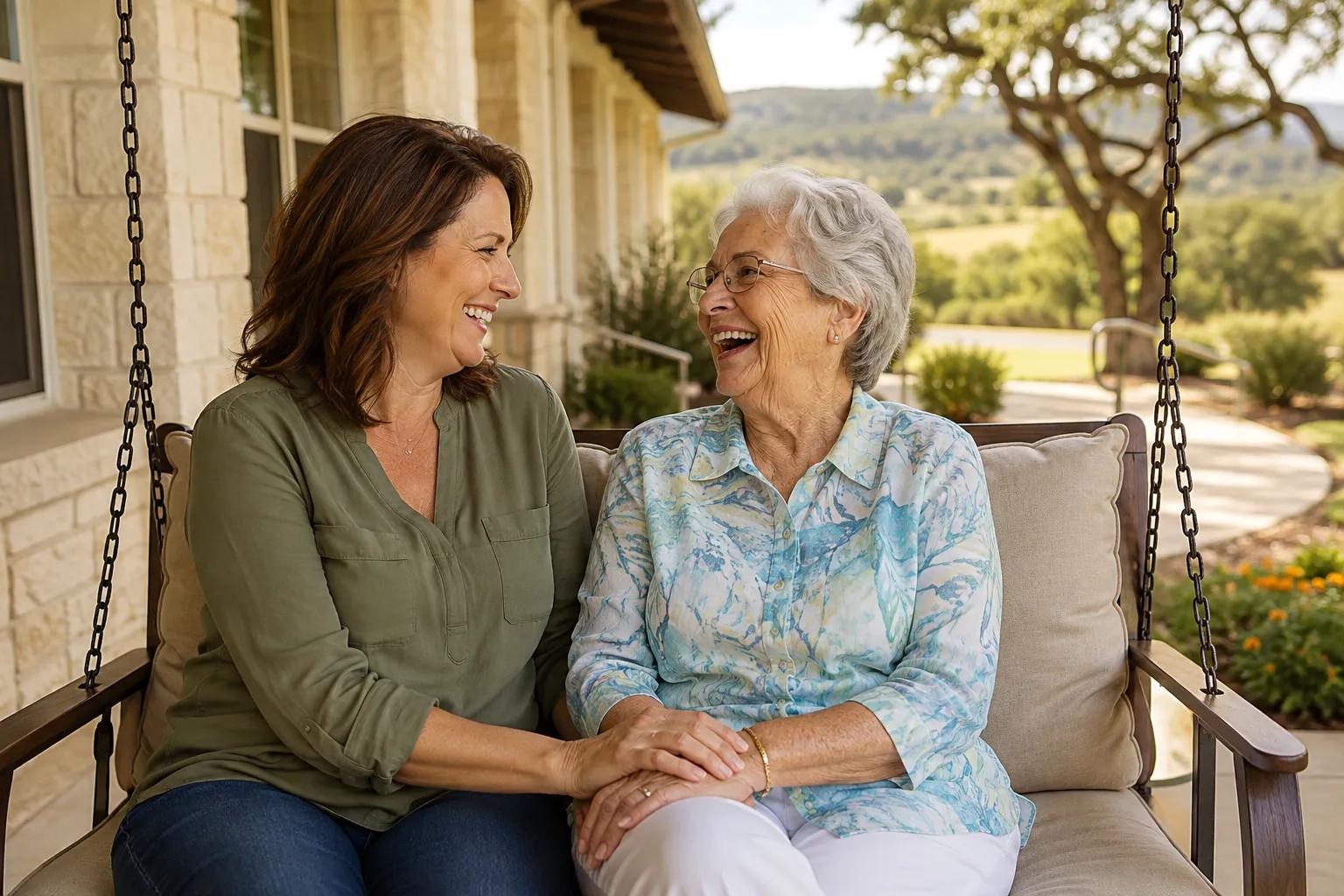 Senior care facilities in Texas: adult daughter visiting her mother