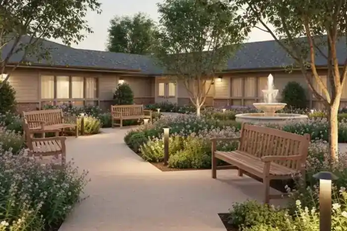 Memory care facility garden